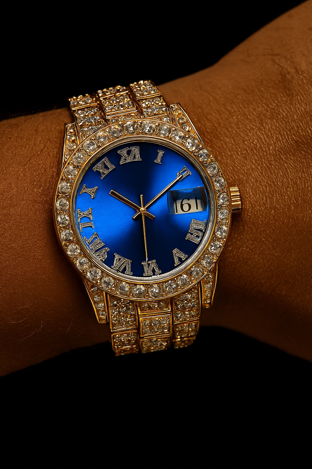 RELOJ AZUL DORADO