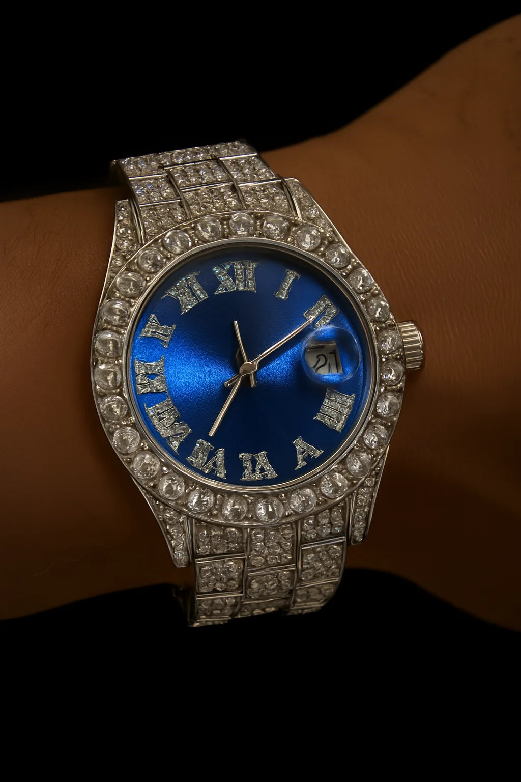 RELOJ AZUL PLATEADO