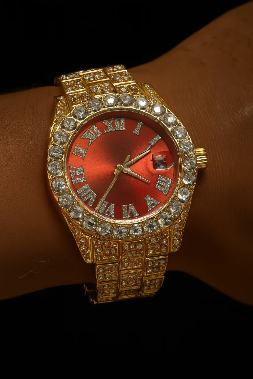 RELOJ ROJO DORADO