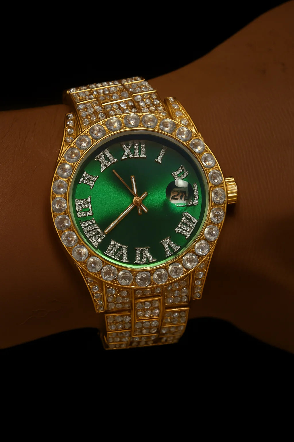 RELOJ VERDE DORADO