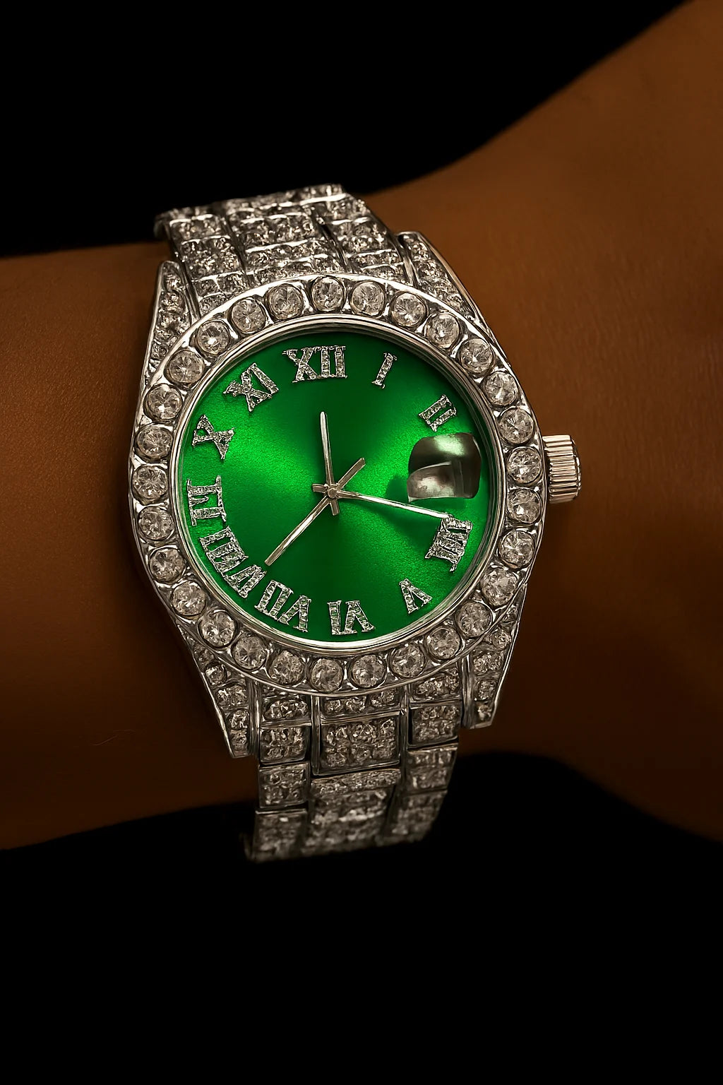 RELOJ VERDE PLATEADO