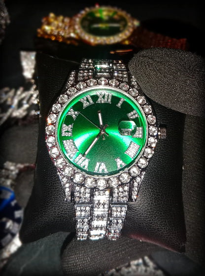 RELOJ VERDE PLATEADO