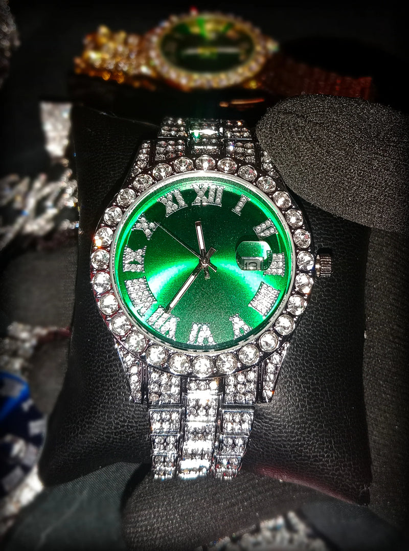RELOJ VERDE PLATEADO