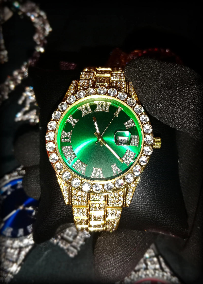RELOJ VERDE DORADO