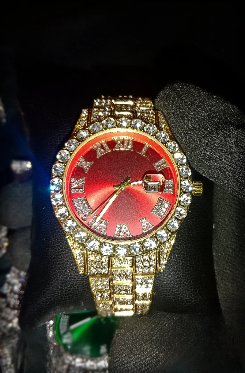 RELOJ ROJO DORADO