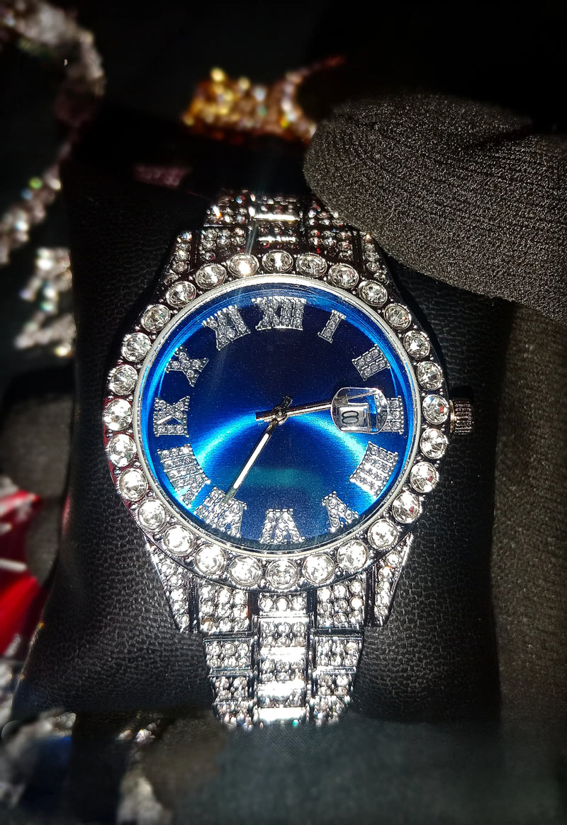 RELOJ AZUL PLATEADO