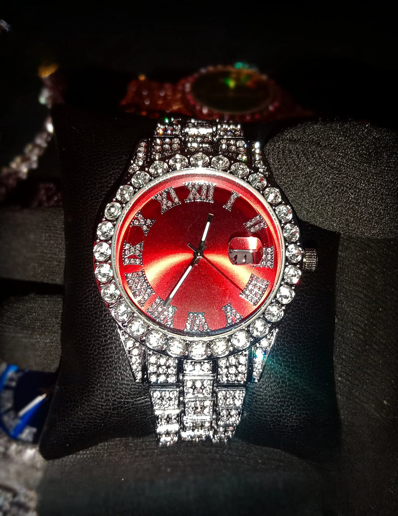RELOJ ROJO PLATEADO