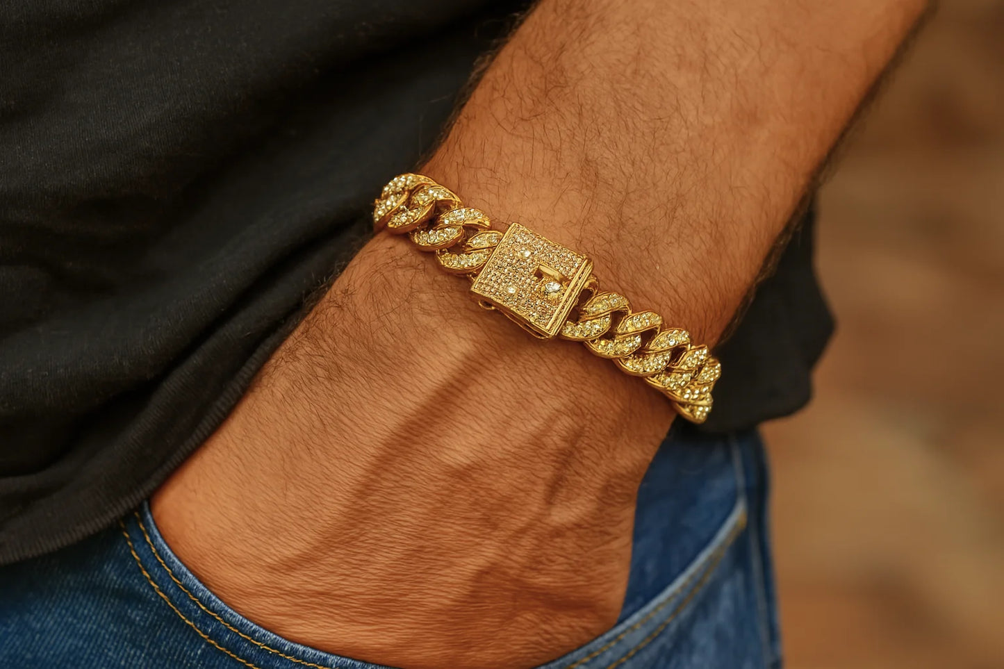 PULSERA CUBANA DORADA